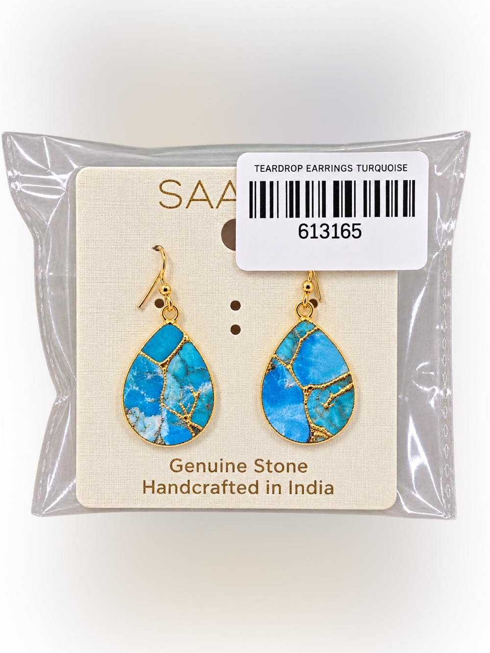 SAACHI 18K Gold Plated Mojave Turquoise Teardrop Earrings